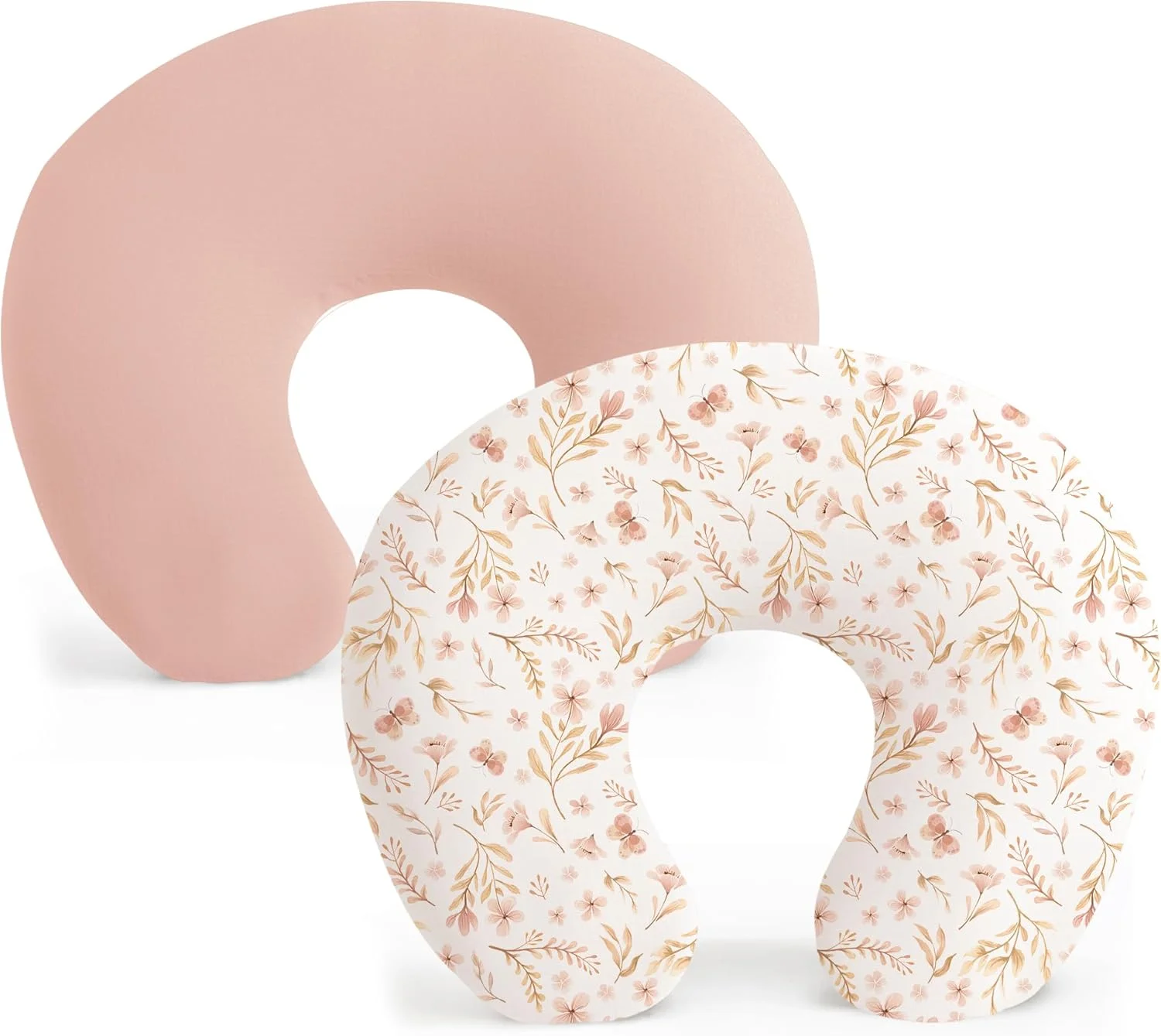 روکش بالش شیردهی Konssy، بسته 2 عددی، روکش شیردهی نرم و کشسان برای بالش های شیردهی، روکش بالش برای نوزادان دختر و پسر (بهار صورتی، صورتی)