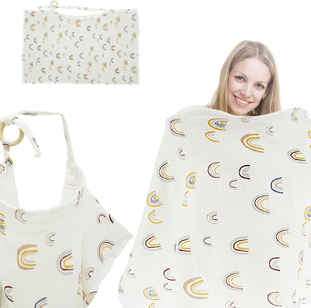 روپوش شیردهی MENIBBLER، پوشش شیردهی خصوصی تنفسی، روپوش شیردهی نخی نرم و راحت، روپوش شیردهی سبک و قابل حمل چند منظوره پیش بند شیردهی برای مادر 100x65 سانتی متر