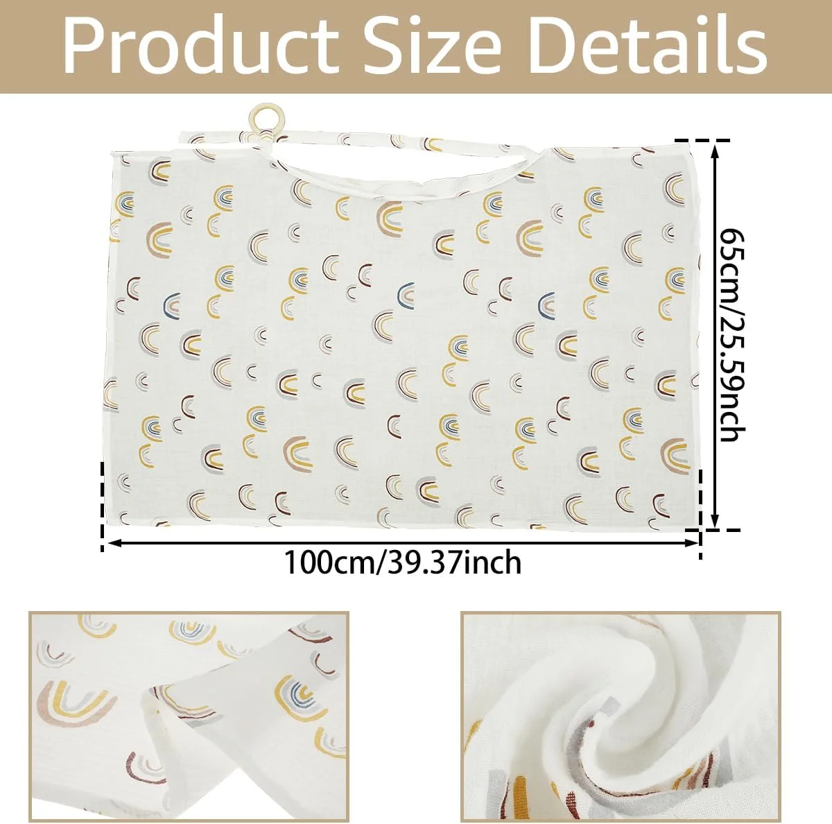 روپوش شیردهی MENIBBLER، پوشش شیردهی خصوصی تنفسی، روپوش شیردهی نخی نرم و راحت، روپوش شیردهی سبک و قابل حمل چند منظوره پیش بند شیردهی برای مادر 100x65 سانتی متر