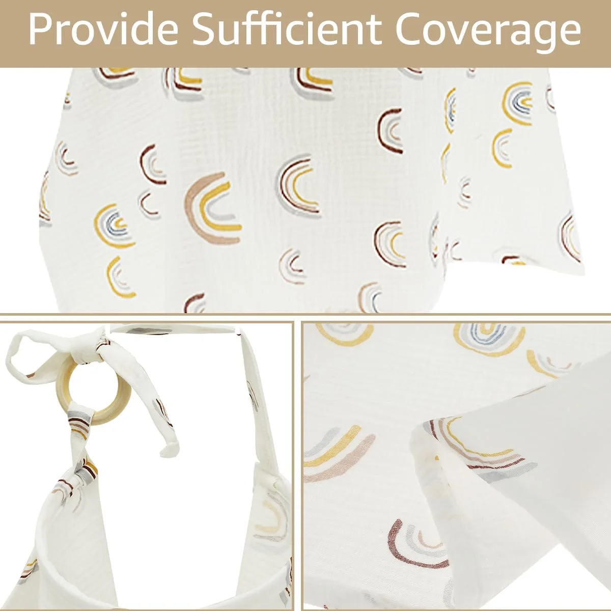 روپوش شیردهی MENIBBLER، پوشش شیردهی خصوصی تنفسی، روپوش شیردهی نخی نرم و راحت، روپوش شیردهی سبک و قابل حمل چند منظوره پیش بند شیردهی برای مادر 100x65 سانتی متر