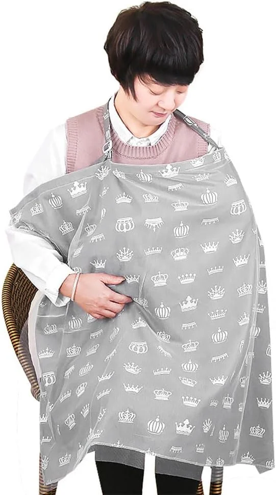 روپوش شیردهی نوزاد، روپوش شیردهی پنبه شانه شده و تنفسی موسلین با بند قابل تنظیم، پیش بند شیردهی پوشش کامل 360 درجه برای پیش بند شیردهی مادر