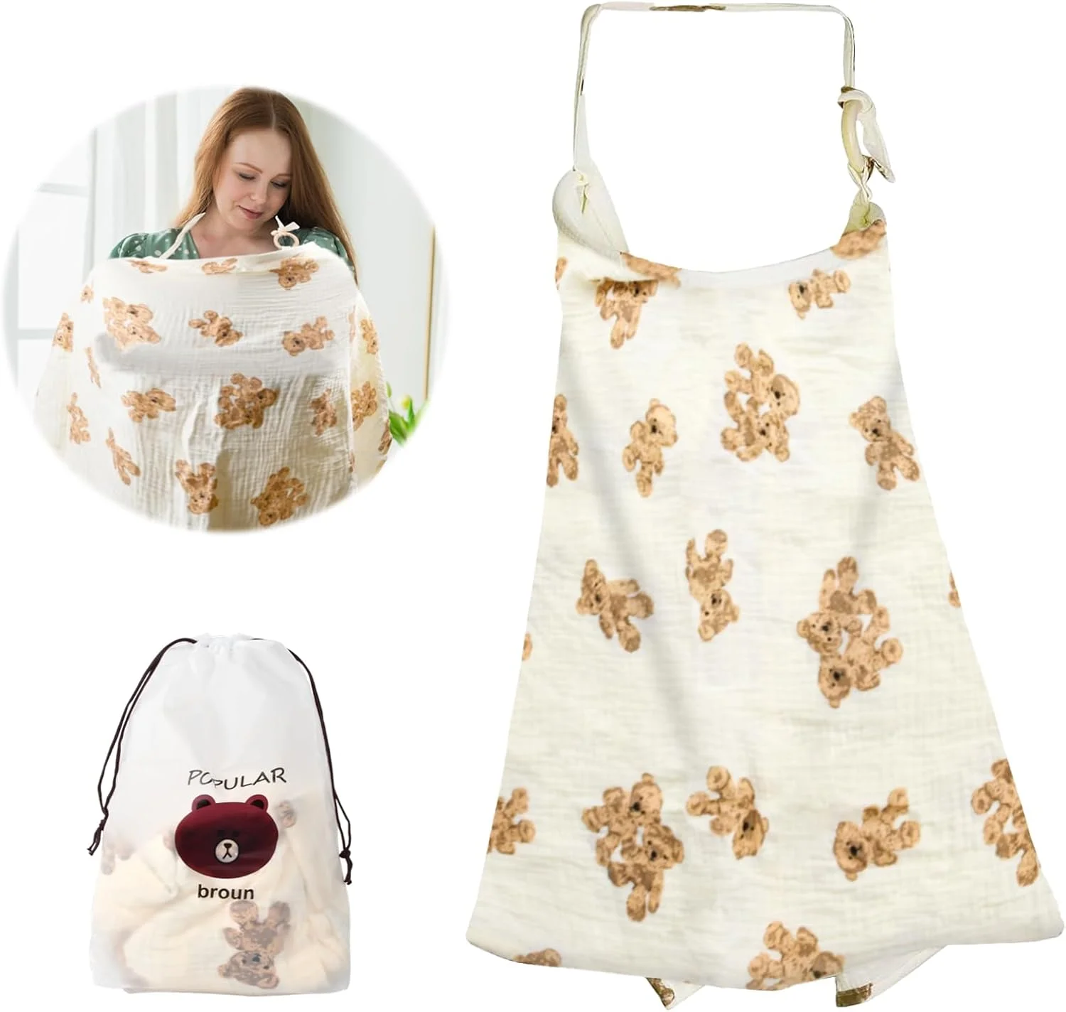 پیشبند شیردهی، روپوش شیردهی نوزاد با حلقه سخت، شال شیردهی برای بیرون از منزل، روپوش شیردهی موسلین، روپوش شیردهی پنبه ای، روپوش شیردهی، روپوش شیردهی تنفسی