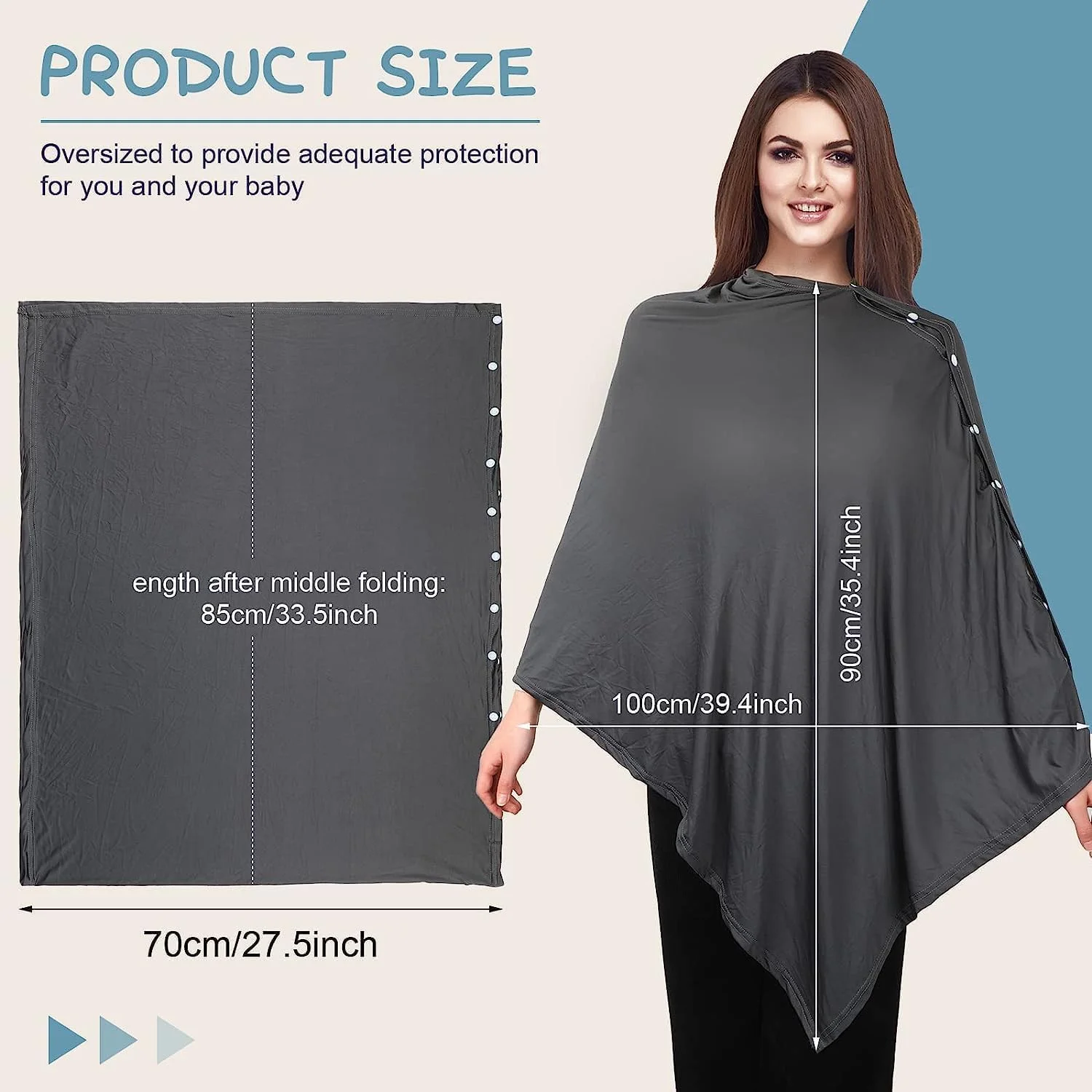 2 عدد روکش شیردهی برای مادران، شال شیردهی حریم خصوصی، پانچو و شال شیردهی دکمه دار، تنفس پذیر، مناسب برای پسران و دختران، روکش سایبان صندلی ماشین نوزاد (مشکی+خاکستری) 2 عدد روکش شیردهی برای مادران، شال شیردهی حریم خصوصی، پانچو و شال شیردهی دکمه دار، تنفس پذیر، مناسب برای پسران و دختران، روکش سایبان صندلی ماشین نوزاد (مشکی+خاکستری)