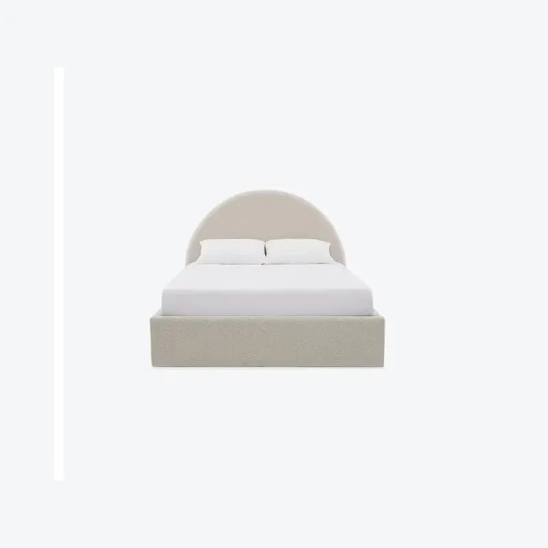 تخت خواب روکش دار دانیا، تخت خواب با تاج گرد، تخت خواب دو نفره سکویی با تاج گرد، تخت خواب پایه دار محکم دانیا دریم هیون با تاج دایره ای (180x200)