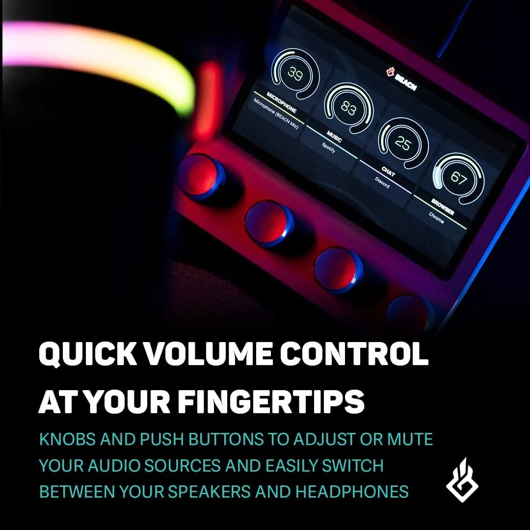میکسر صوتی USB C ویندوز BEACN Mix با صفحه نمایش رنگی 5 اینچی زیبا و 4 رمزگذار دکمه ای نرم برای استریم، بازی، پادکست و برنامه های کاربردی کار در خانه (تیره) میکسر صوتی USB C ویندوز BEACN Mix با صفحه نمایش رنگی 5 اینچی زیبا و 4 رمزگذار دکمه ای نرم برای استریم، بازی، پادکست و برنامه های کاربردی کار در خانه (تیره)