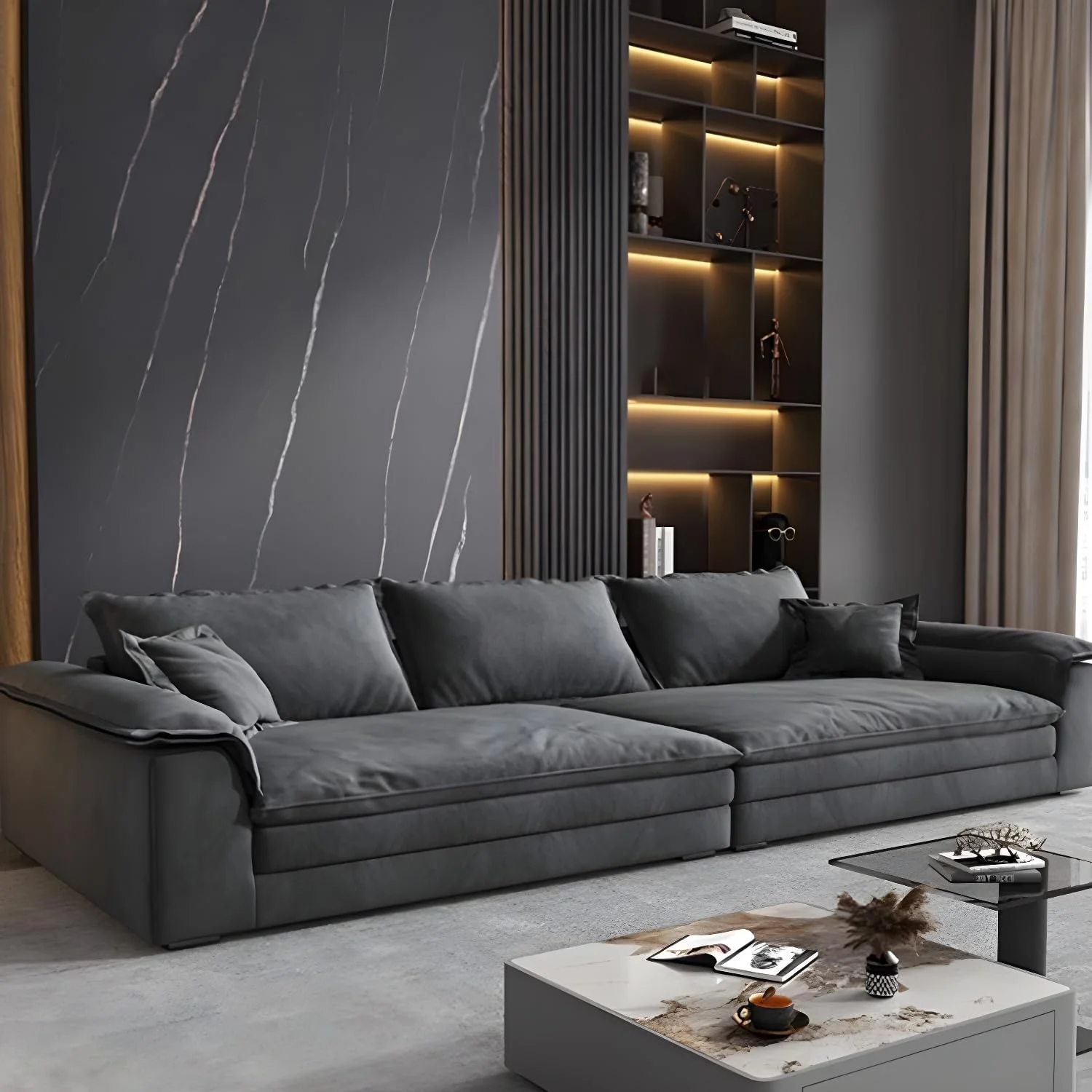 مبل راحتی کامفینست خاکستری سایز متوسط 259.08 X 93.98 X 80.01 سانتی متر خاکستری