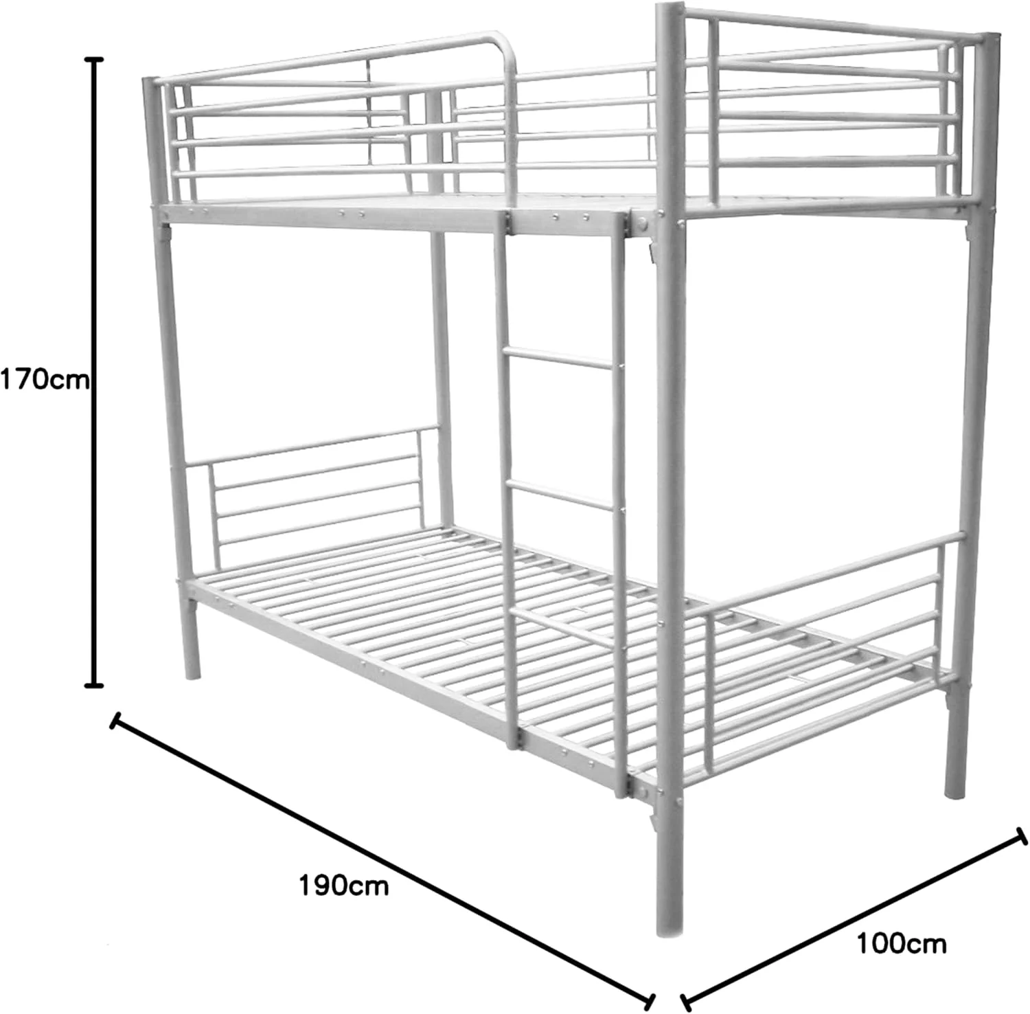 تخت دو طبقه COOLBABY، 100 سانتی متر در 190 سانتی متر، نقره ای، دوقلو