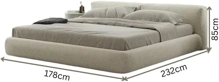 تخت خواب مدرن بوکله، تختخواب پلتفرمی روکش دار با تاج بالشتکی، مبلمان مدرن اتاق خواب. (150x200)