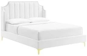 تخت خواب دانیلا با روکش مخمل و طراحی دکمه ای Comfynest (سفید، 120x200 سانتی متر)