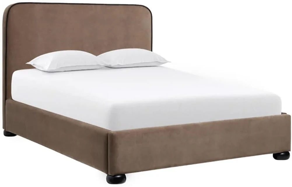 تخت خواب کلاسیک راحت - طراحی سفارشی با روکش مخمل و نوارهای متضاد | لوکس و مقرون به صرفه در امارات متحده عربی | موجود در سایزهای یک نفره تا سوپر کینگ (120x200)