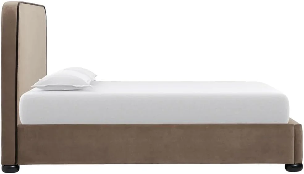 تخت خواب کلاسیک راحت - طراحی سفارشی با روکش مخمل و نوارهای متضاد | لوکس و مقرون به صرفه در امارات متحده عربی | موجود در سایزهای یک نفره تا سوپر کینگ (120x200)