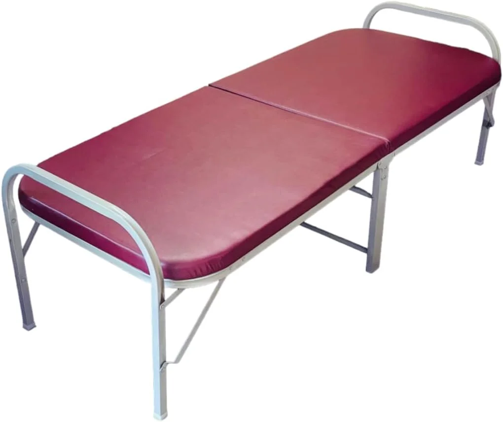 تخت تاشو فلزی کاوری® سایز یک نفره با تشک دولایه برای خواب، تخت مهمان با قابلیت نگهداری آسان (2.5 در 6 فوت، زرشکی و نقره ای)