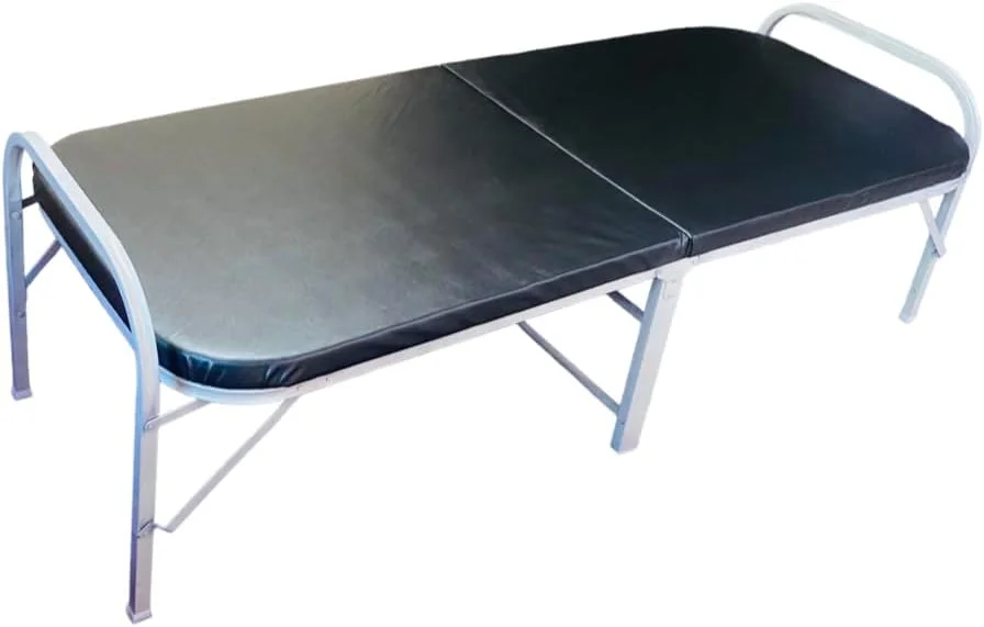 تخت تاشو فلزی کاوری® سایز یک نفره با تشک دولایه برای خواب، تخت مهمان با قابلیت نگهداری آسان (3 در 6 فوت، مشکی)