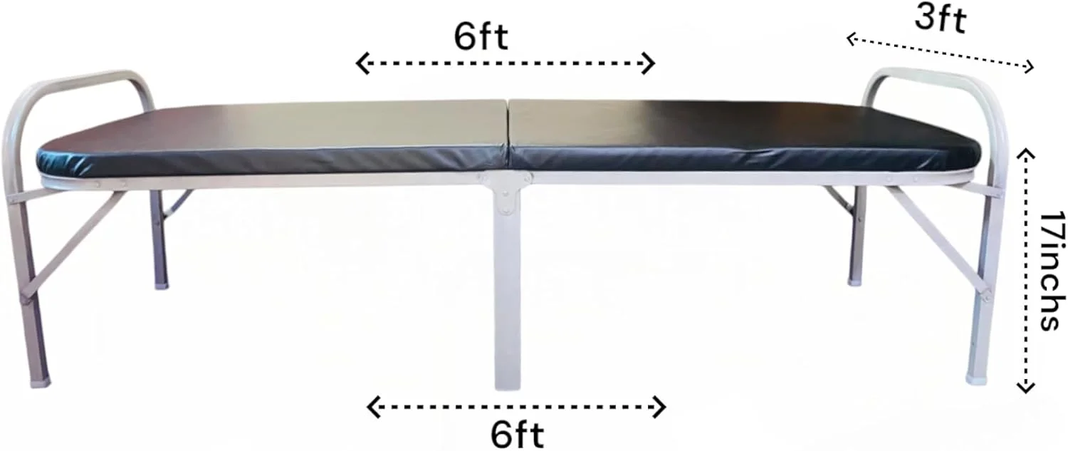 تخت تاشو فلزی کاوری® سایز یک نفره با تشک دولایه برای خواب، تخت مهمان با قابلیت نگهداری آسان (3 در 6 فوت، مشکی)