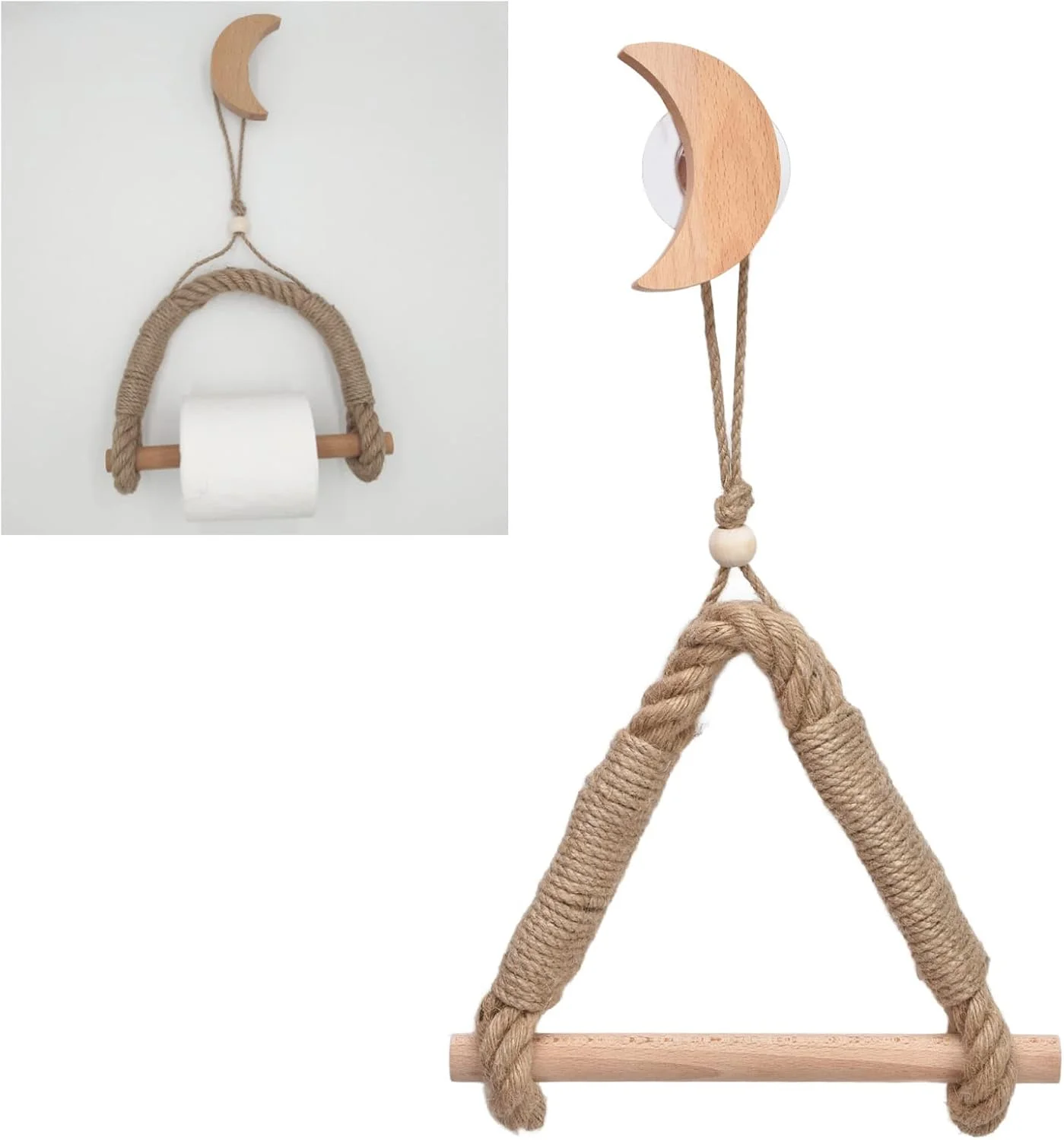 جا دستمال کاغذی طنابی کنفی، جا دستمال توالت طنابی بوهمی، دکوراسیون حمام