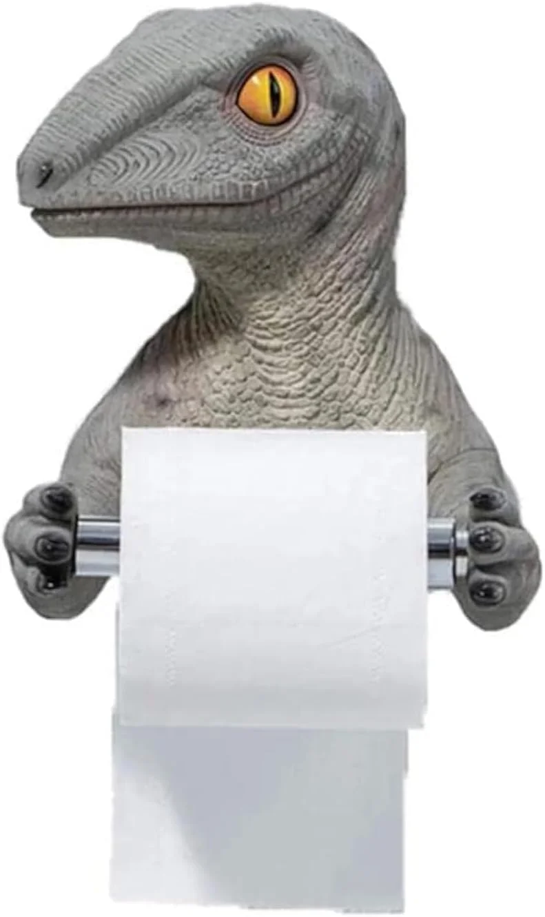جا دستمال کاغذی توالت LinaLife، جعبه دستمال کاغذی، قفسه دیواری رزینی، جا دستمال کاغذی سه بعدی دایناسور، قفسه دکور حمام، لوازم جانبی حمام، جا دستمال کاغذی دایناسور، نصب دیواری، جا حوله ای دینو