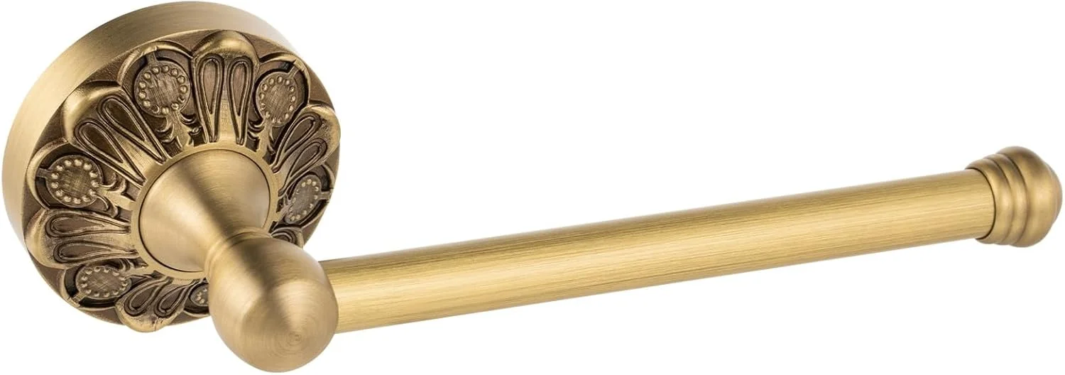 جا دستمال توالت طلایی عتیقه Lucyound، جا رولی توالت دیواری نوع میله ای ساده، لوازم جانبی تزئینی حمام وینتیج، سری گلبرگ برجسته برنجی