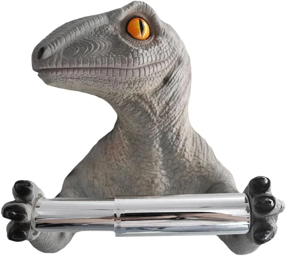 جا دستمال کاغذی توالت LinaLife، جعبه دستمال کاغذی، قفسه دیواری رزینی، جا دستمال کاغذی سه بعدی دایناسور، قفسه دکور حمام، لوازم جانبی حمام، جا دستمال کاغذی دایناسور، نصب دیواری، جا حوله ای دینو