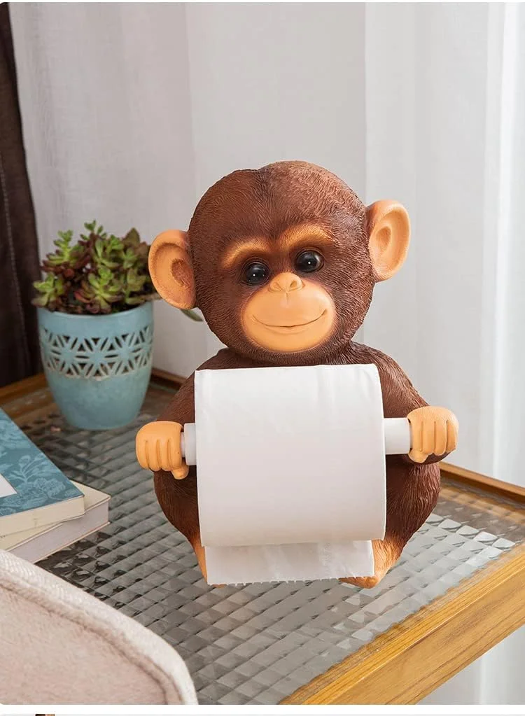 جا دستمال کاغذی طرح میمون، قابل نصب روی دیوار، ایستاده، دکوری برای نگهداری دستمال کاغذی، مناسب منزل، اداره، حمام، دکوری حیوانات