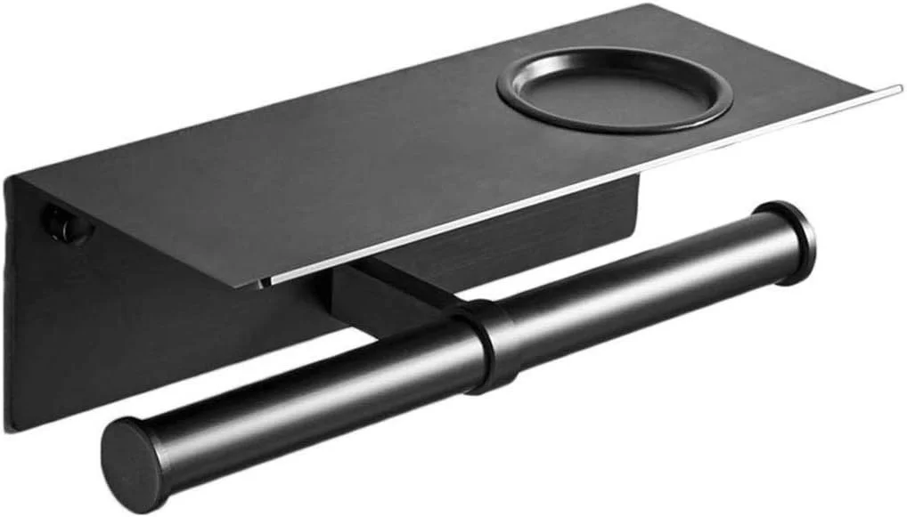 جا دستمال کاغذی دیواری، مقاوم، ضد لغزش، آلومینیومی، مناسب حمام و توالت، نگهدارنده دستمال کاغذی موبایلی، مشکی