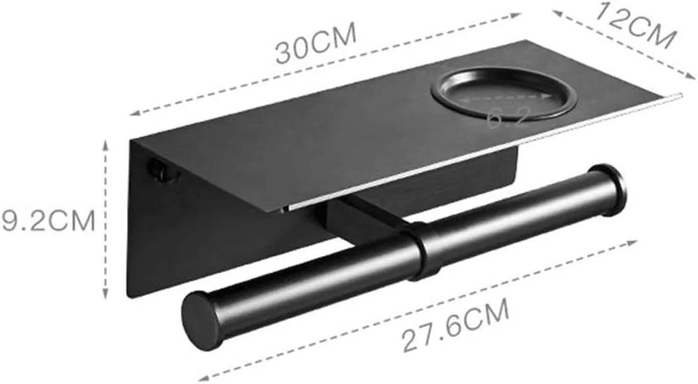 جا دستمال کاغذی دیواری، مقاوم، ضد لغزش، آلومینیومی، مناسب حمام و توالت، نگهدارنده دستمال کاغذی موبایلی، مشکی