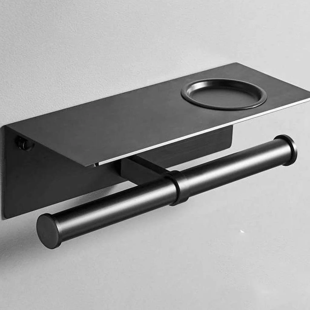 جا دستمال کاغذی دیواری، مقاوم، ضد لغزش، آلومینیومی، مناسب حمام و توالت، نگهدارنده دستمال کاغذی موبایلی، مشکی