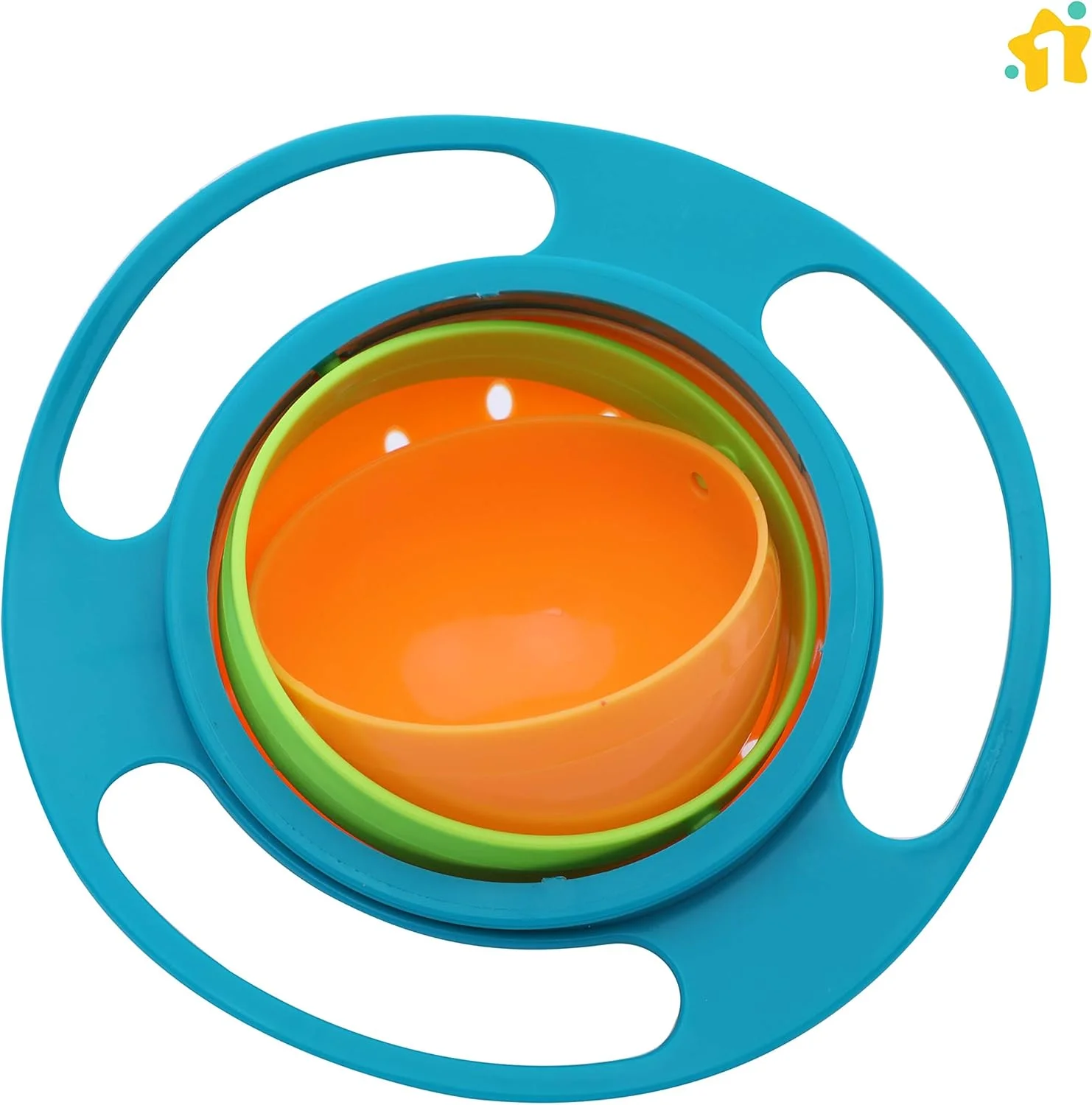 کاسه تغذیه ژیروسکوپی ضد ریزش 360 درجه چرخان کودک فرست استپ به همراه درب (آبی)