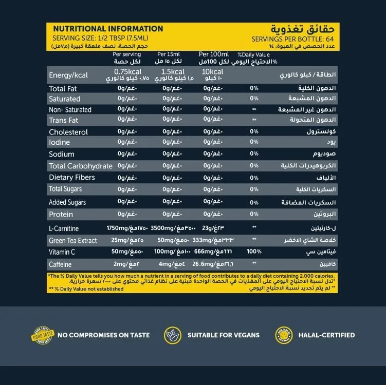 ال-کارنیتین و چای سبز Basix 3500 - طعم تمشک آبی (64 سروینگ - 480 میلی لیتر)