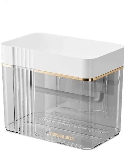 جا دستمال کاغذی چند منظوره، جعبه دستمال کاغذی ضد آب دیواری سازگار با دستمال کاغذی رولی برای حمام، آشپزخانه، اتاق نشیمن بدون نیاز به سوراخ کاری - سفید