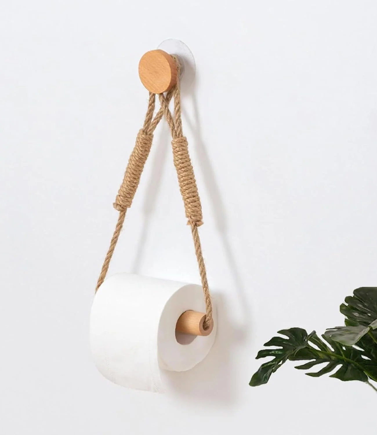 جا دستمال کاغذی دیواری چوبی و طنابی، نگهدارنده رول دستمال کاغذی دیواری روستیک، لوازم جانبی حمام دریایی با پیچ بدون درز خود چسب