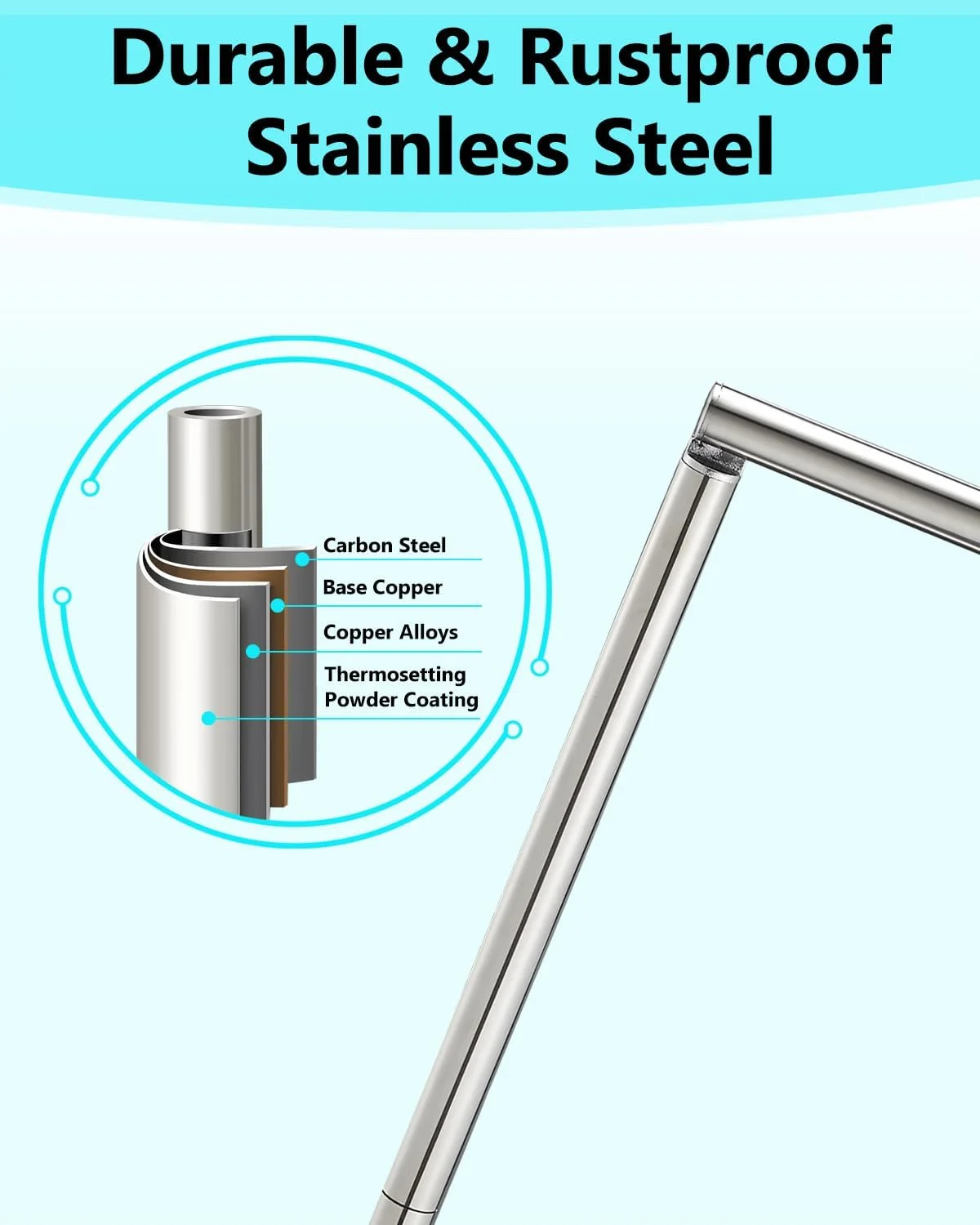 پایه نگهدارنده دستمال توالت Naturous با جای دستمال اضافی، استیل ضد زنگ، ایستاده برای حمام