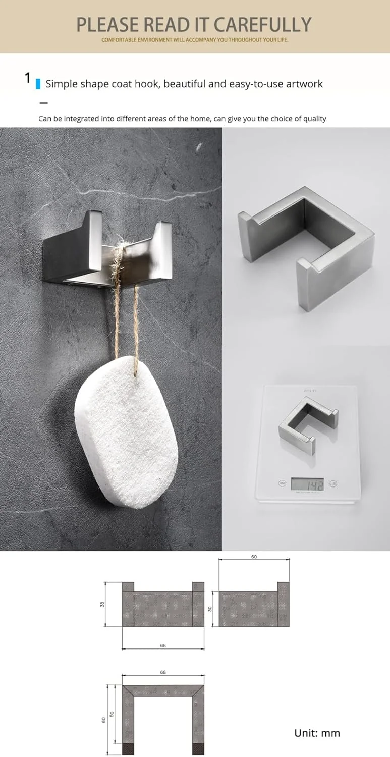 ست لوازم حمام NevStp شامل جا دستمال توالت، قلاب حوله، میله حوله، استیل ضد زنگ، مناسب اتاق خواب، فلزی، نصب دیواری، مناسب آشپزخانه و حمام، رنگ استیل، جا دستمال کاغذی