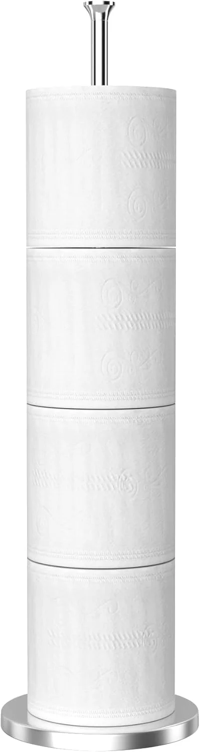 پایه نگهدارنده رول توالت niffgaff (دارای عملکرد ذخیره سازی)، پایه نگهدارنده کاغذ توالت ایستاده، پایه نگهدارنده کاغذ توالت استیل ضد زنگ برای نگهداری رول های اضافی حمام و توالت