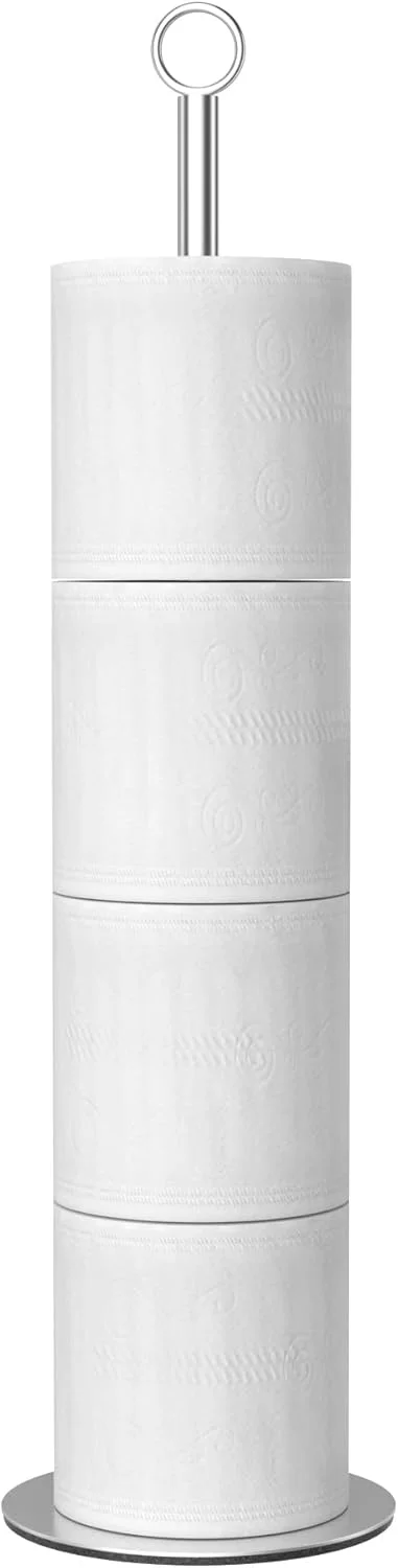 پایه نگهدارنده دستمال توالت niffgaff - با عملکرد ذخیره سازی، پایه نگهدارنده دستمال توالت ایستاده، پایه نگهدارنده رول دستمال توالت استیل ضد زنگ برای حمام و توالت و ذخیره سازی رول های اضافی