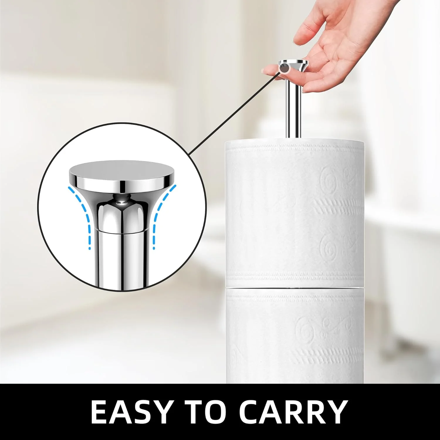 پایه نگهدارنده دستمال توالت niffgaff (دارای عملکرد ذخیره سازی)، پایه نگهدارنده دستمال توالت ایستاده، پایه نگهدارنده رول دستمال توالت استیل ضد زنگ برای نگهداری رول های اضافی حمام و توالت