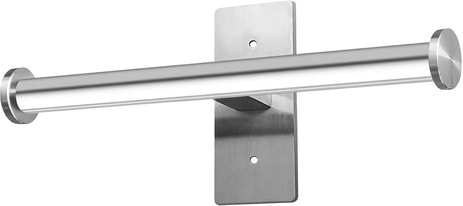 نگهدارنده دو رولی دستمال توالت OBODING، نگهدارنده دستمال توالت استیل ضد زنگ، نصب دیواری با چسب یا پیچ برای حمام (نقره ای)