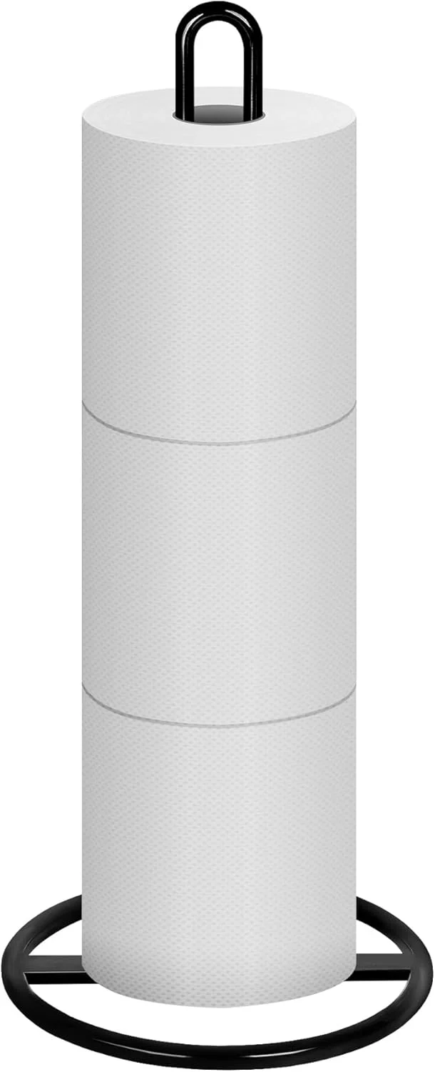 نگهدارنده رول دستمال توالت اوبودینگ، پایه مشکی ایستاده نگهدارنده دستمال توالت برای نگهداری 3 رول دستمال کاغذی (مشکی)