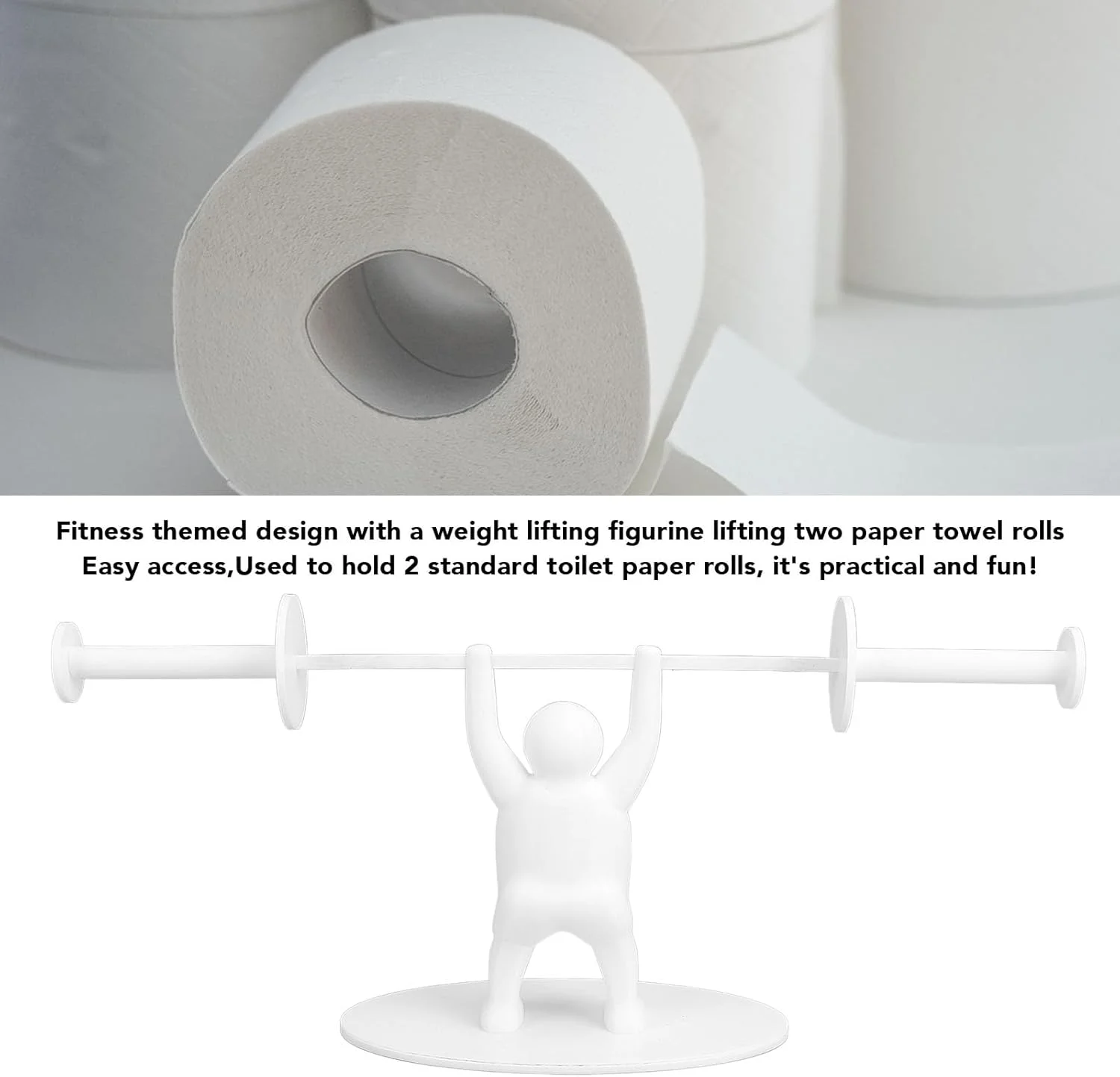 Omabeta Omabeta جا دستمال کاغذی توالت با شکل وزنه بردار برای بلند کردن دو رول دستمال کاغذی توالت، دکوری خنده دار برای حمام