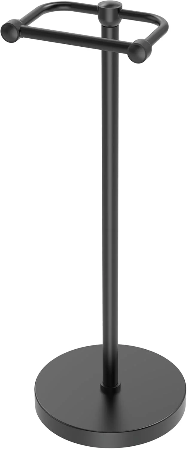 پایه نگهدارنده رول دستمال توالت RARXTR، جا دستمال کاغذی ایستاده مدرن برای حمام، قفسه دستمال کاغذی استیل ضد زنگ، ضد زنگ و دارای پایه سنگین و پایدار (مشکی مات)