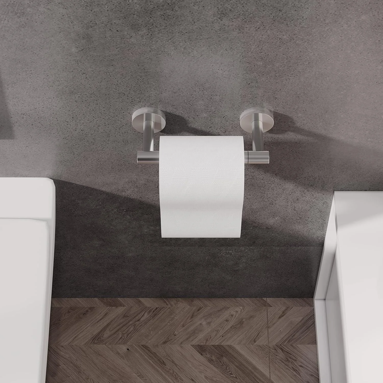 جای دستمال توالت برس خورده RARXTR، استیل ضد زنگ SUS304، جای رول دستمال کاغذی چرخشی دو پایه، نصب شده روی دیوار، جای دستمال کاغذی توالت برای حمام و کاروان