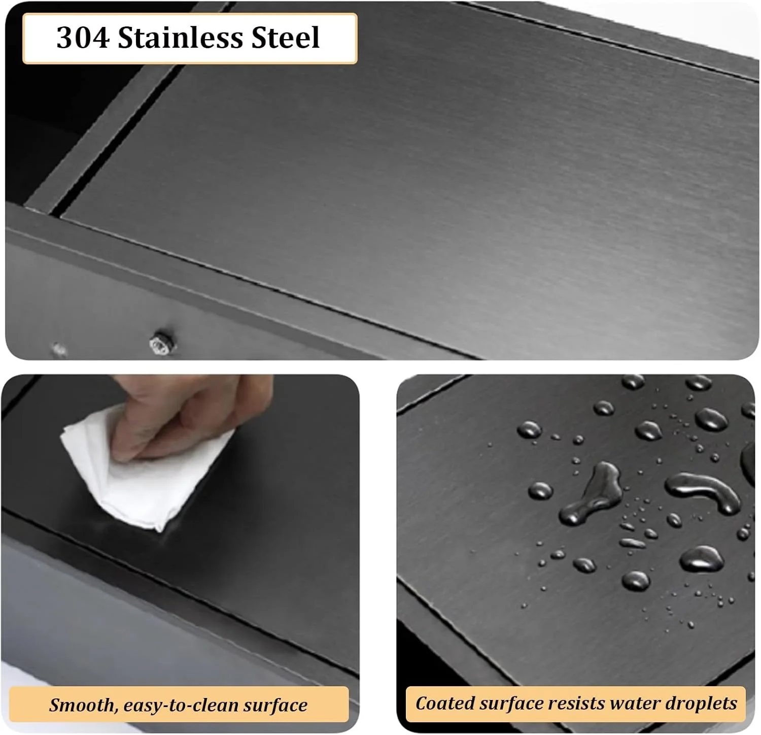 جا دستمال کاغذی توکار و جا برس توالت، استیل ضد زنگ، دارای محفظه و محل نگهداری، جا دستمال کاغذی دیواری، مناسب برای حمام، مشکی مات