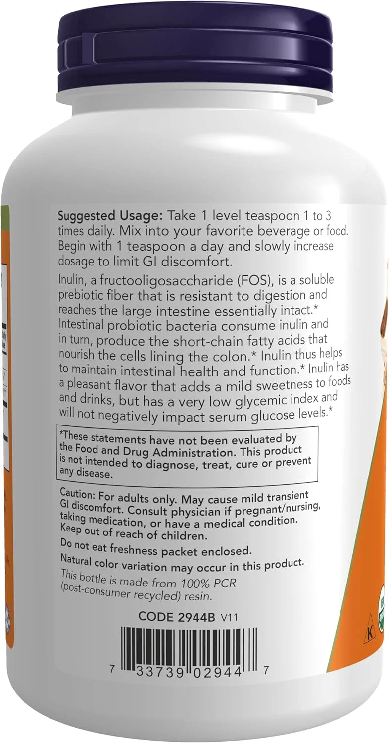 Now Supplements, Certified Organic And Nongmo, Inulin Powder Now Supplements, Certified Organic And Nongmo, Inulin Powder