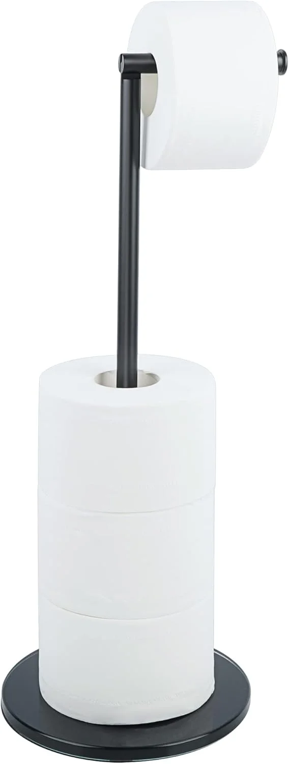 جا دستمال توالت ایستاده سایایو مشکی، پایه نگهدارنده دستمال توالت زمینی استیل ضد زنگ SUS304، پایه نگهدارنده رول ایستاده با پایه شیشه ای حرارت دیده