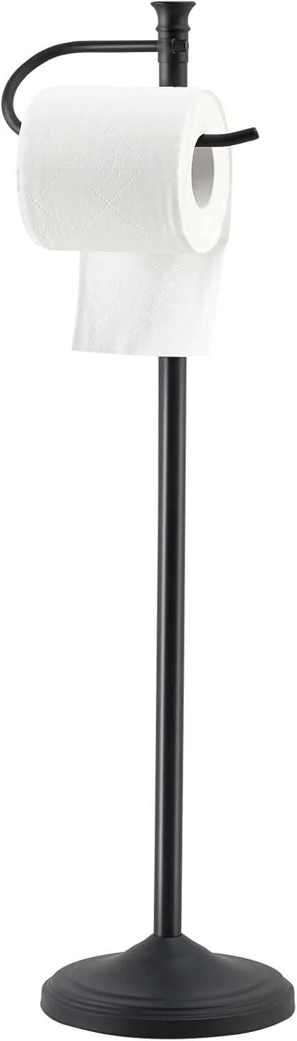 جا دستمال توالت ایستاده SANGFOR، جا دستمال کاغذی با ظرفیت رول بزرگ برای حمام، پایه دستمال توالت ایستاده ضد زنگ و پایدار با پایه سنگین، جا دستمال توالت ایستاده