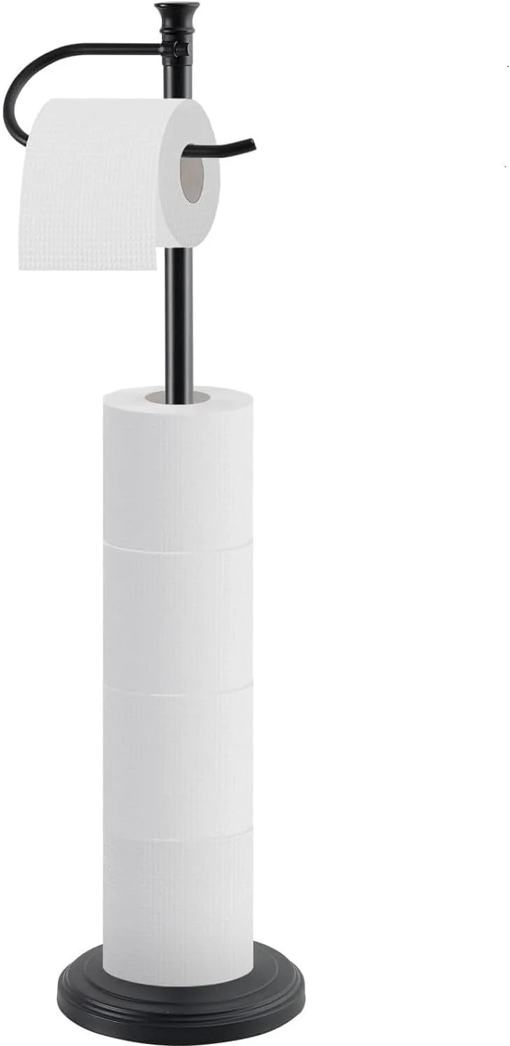 جا دستمال توالت ایستاده SANGFOR، جا دستمال کاغذی با ظرفیت رول بزرگ برای حمام، پایه دستمال توالت ایستاده ضد زنگ و پایدار با پایه سنگین، جا دستمال توالت ایستاده