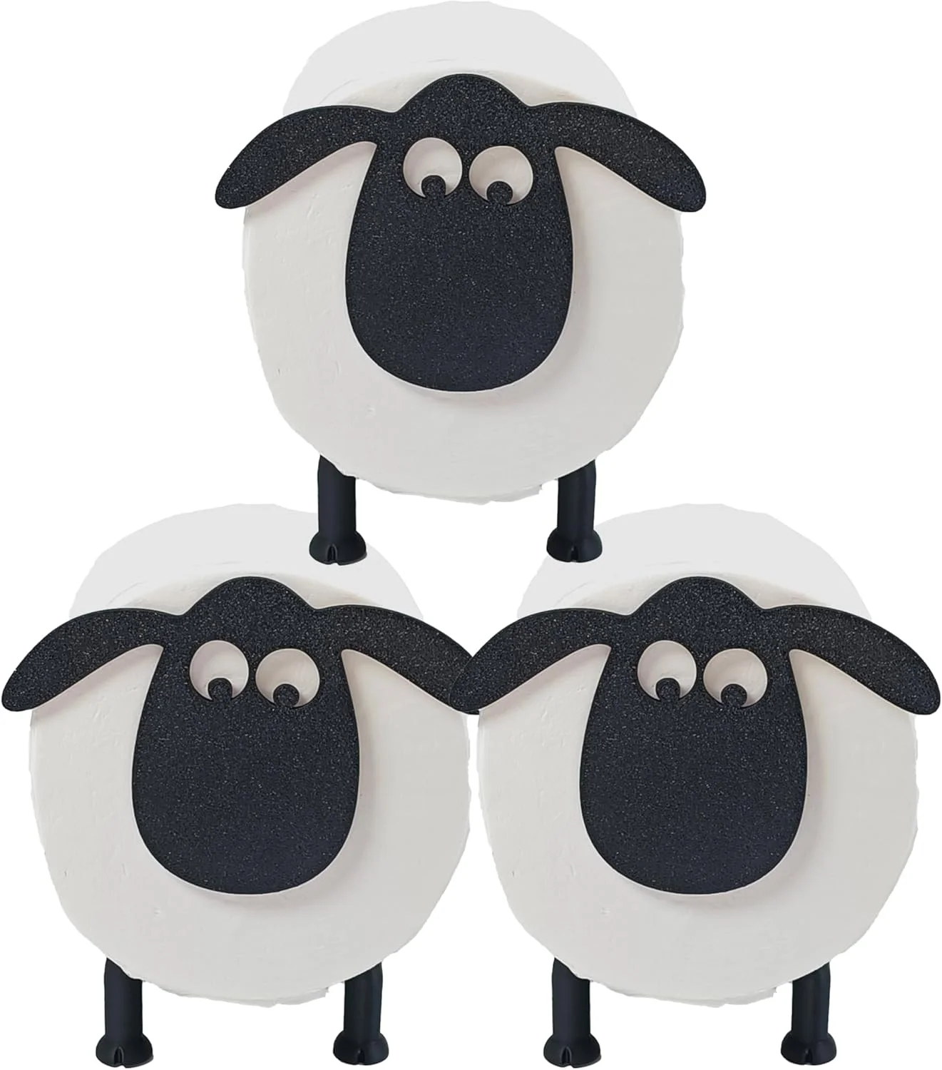 جا دستمال توالت طرح گوسفند - طراحی بره زیبا، قفسه نگهداری دستمال کاغذی ایستاده بدون نیاز به سوراخ کاری برای حمام، اتاق نشیمن، دکوراسیون اداری (3 عدد)