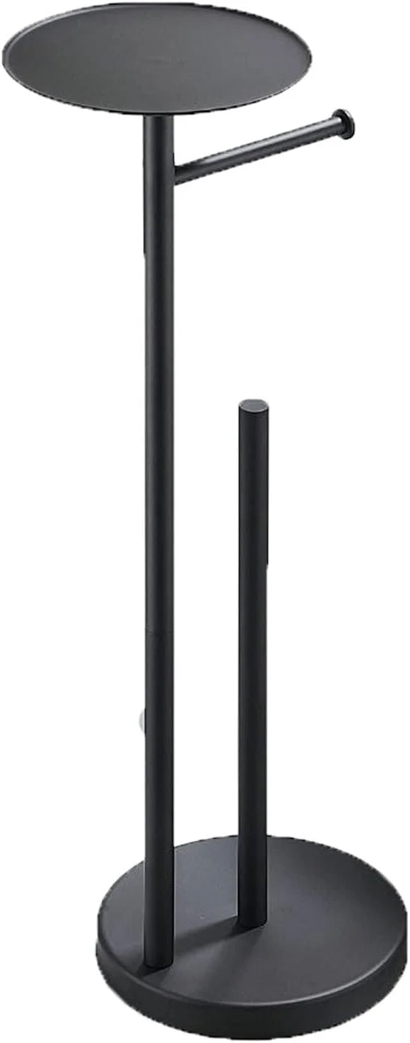 جای دستمال توالت ایستاده SKYRRA، پخش کننده رول دستمال کاغذی استیل مشکی با قفسه، مناسب برای سازماندهی سرویس بهداشتی (Hortel)