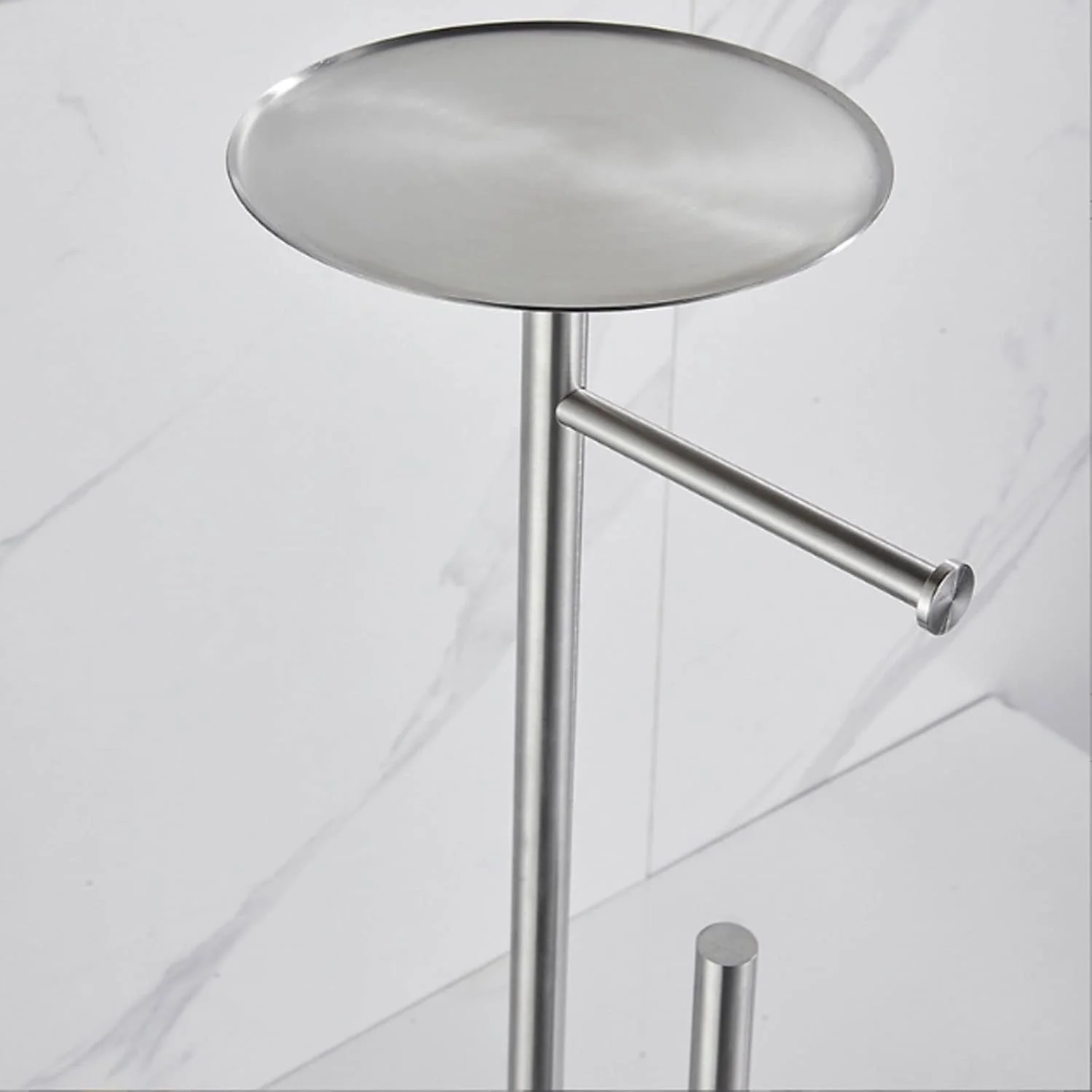 جای دستمال توالت ایستاده SKYRRA، پخش کننده رول دستمال کاغذی استیل مشکی با قفسه، مناسب برای سازماندهی سرویس بهداشتی (Hortel)