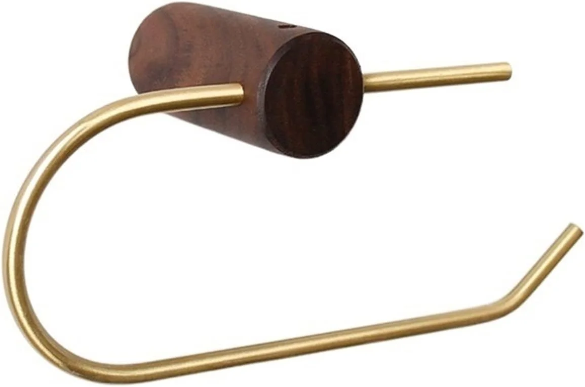 جای دستمال توالت SKYRRA، جنس برنج طلایی، پایه چوبی محکم (سفید)