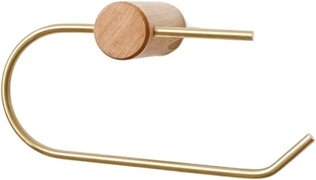 جای دستمال توالت SKYRRA، جنس برنج طلایی، پایه چوبی محکم (سفید)
